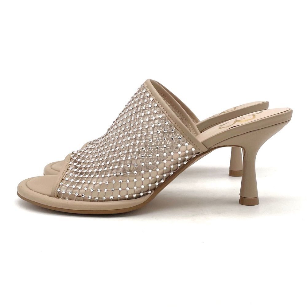 Ted Baker Celya Crystal Mesh Heeled Mules Sandals Nude Tan Size EU 39 US 8.5